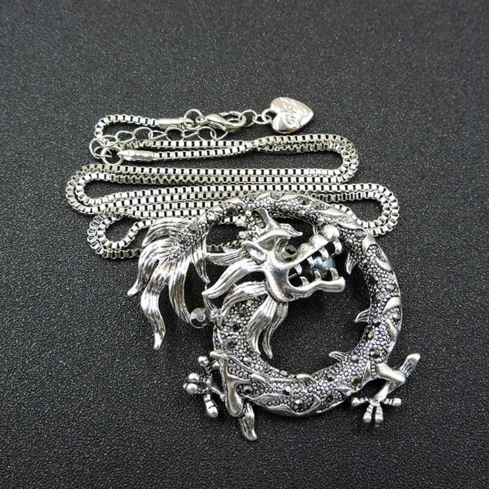 Betsey Johnson Women's Crystal Enamel Dragon Pendant Animal Chain Necklace